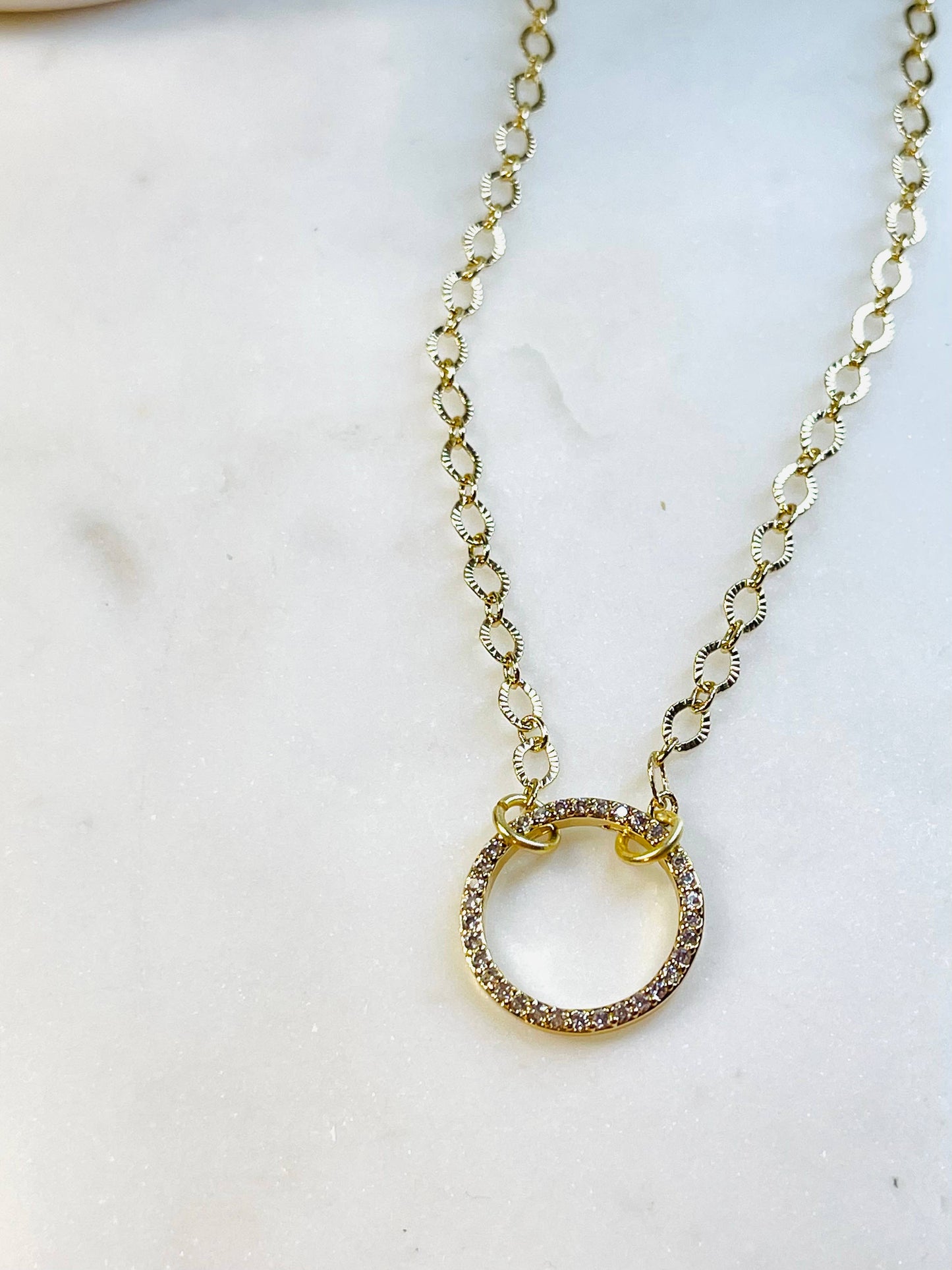 Pave Diamond Hoop Necklacs