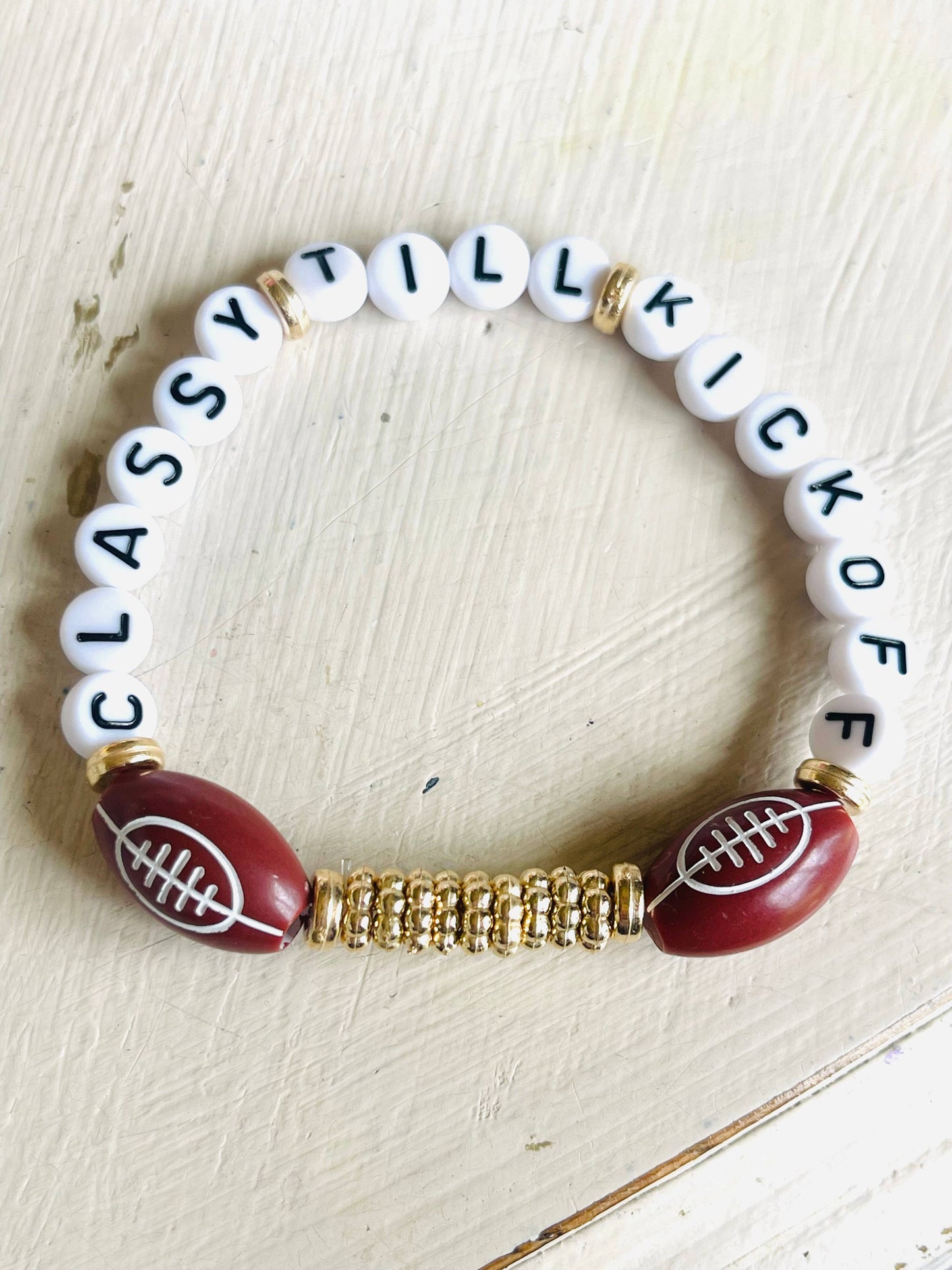 Classy Till Kickoff Football Bracelet