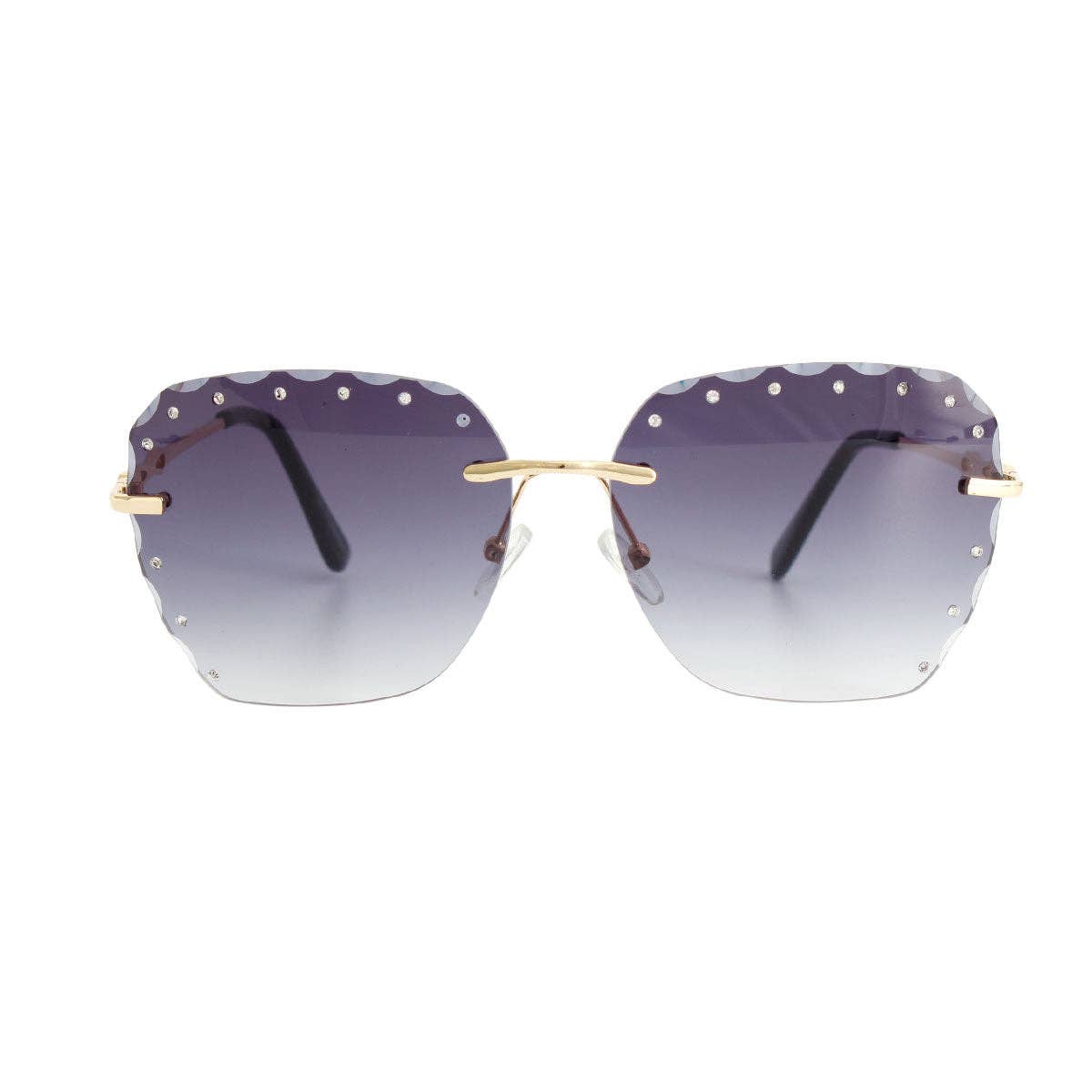 Black Diamond Cut Sunglasses: 5.65 x 2.15 inches / Black / Multi Tone