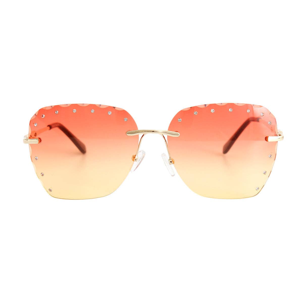 Orange Diamond Cut Sunglasses: 5.65 x 2.15 inches / Orange / Multi Tone