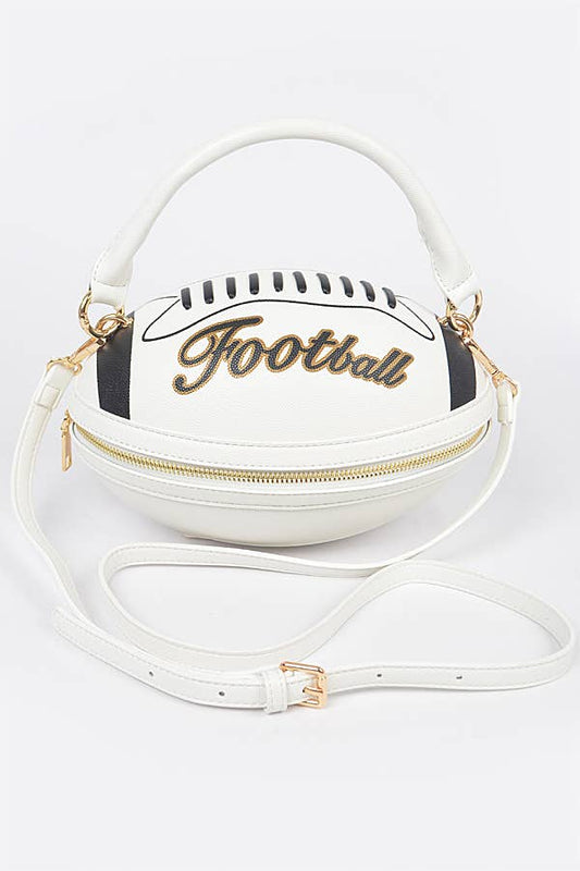 Football Shape Shoulder Bag: White
