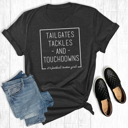 Tailgates And Touchdowns Football Charcoal: XL / Charcoal / Short Sleeve