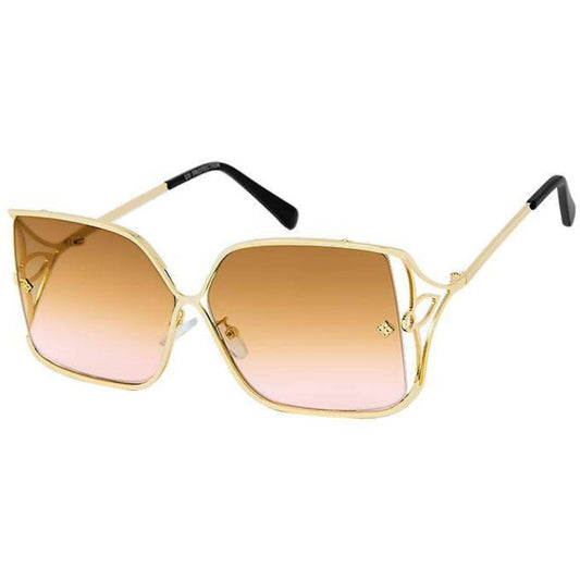 Pink Retro Square Sunglasses: 5.45 x 2.2 inches / Pink / Multi Tone