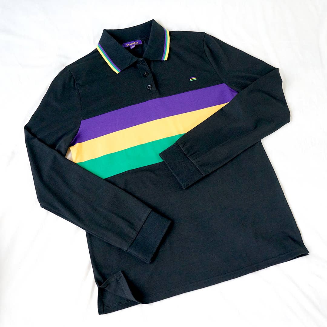 ..42POPS Mardi Gras Polo T-Shirt (Unisex loose fit S-3X): XL / BLACK-151269