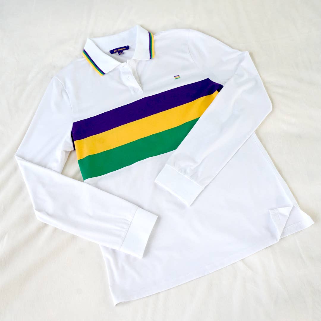 ..42POPS Mardi Gras Polo T-Shirt (Unisex loose fit S-3X): XL / WHITE-151270